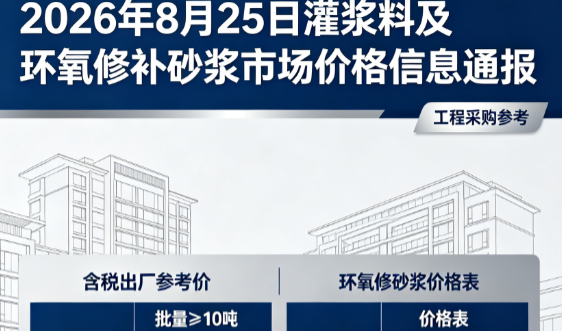 昭苏2026年8月25日灌浆料及环氧修补砂浆市场价格信息通报